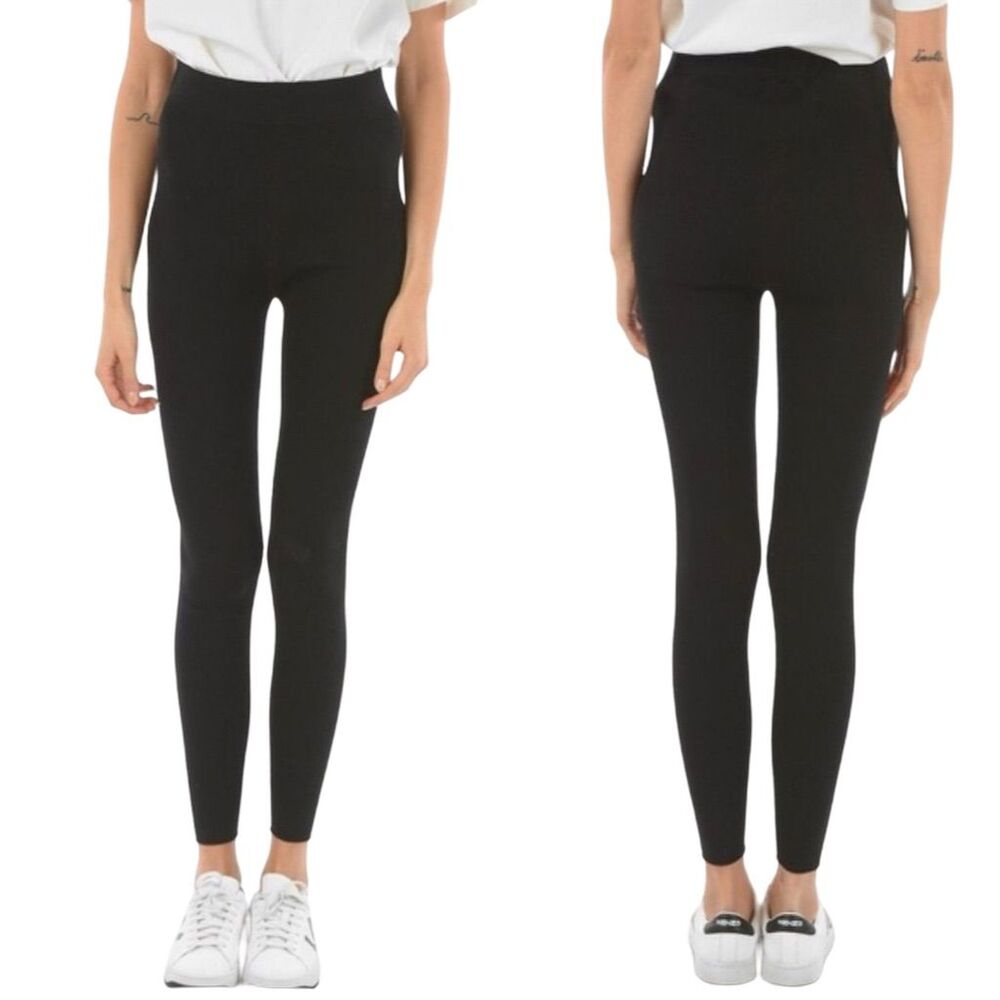 CO Essentials Silk Blend Super High Waisted Ribbed-Knit Jogger Leggings Sz Large